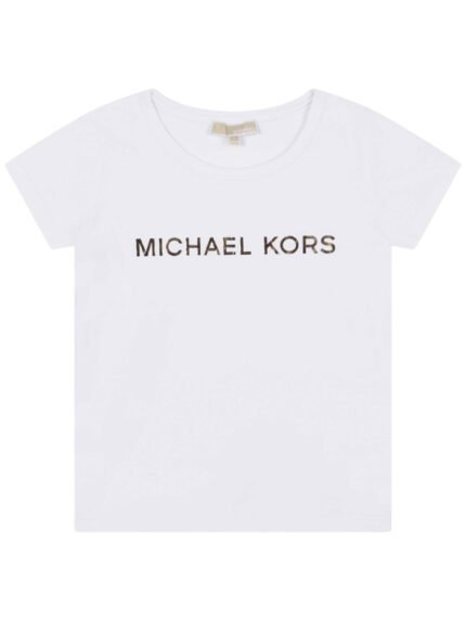 T-Shirt White Golden Letters Metal