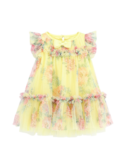 Vestido Rosebud Flower Tulle Sherbert
